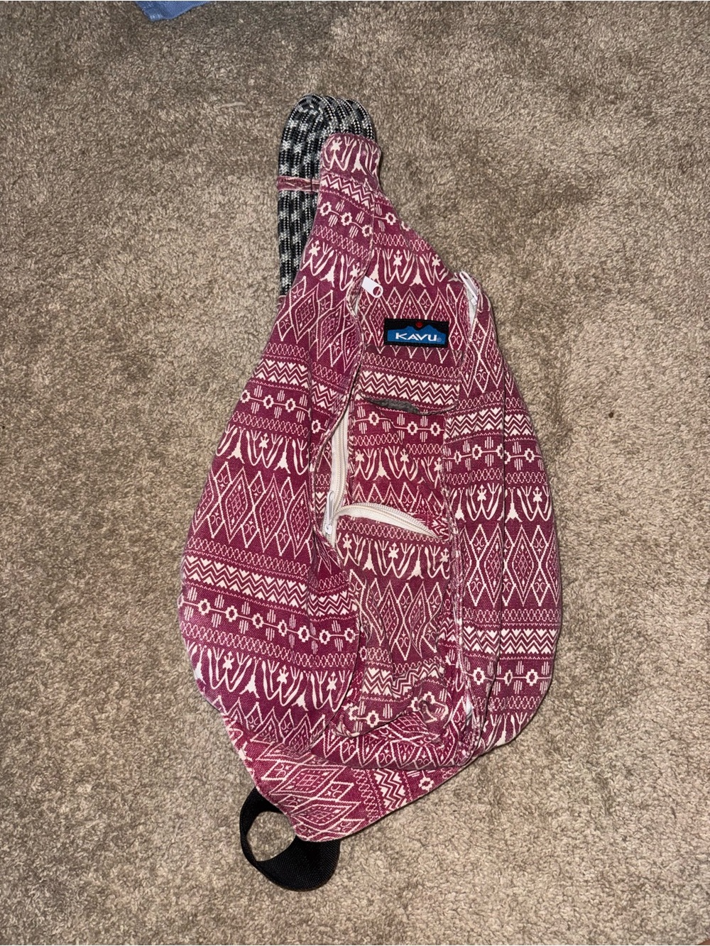 Kavu Sling Bag in Maroon Aztec Pattern